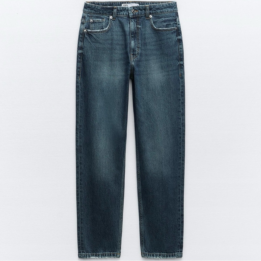 Zara High Waisted Mom Jeans - Medium Blue - Size 10